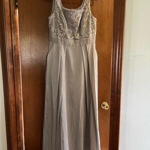 Silver formal gown with pockets